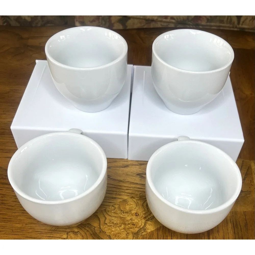 4 Pottery Barn Great White Coffee Mug Cup Set Standard 8 oz Size EUC
